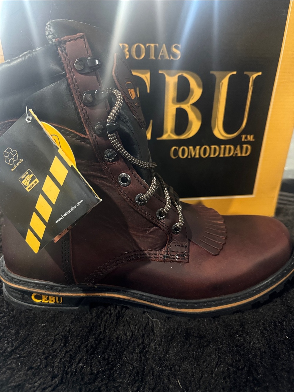 Men's Burgundy Leather Work Boots